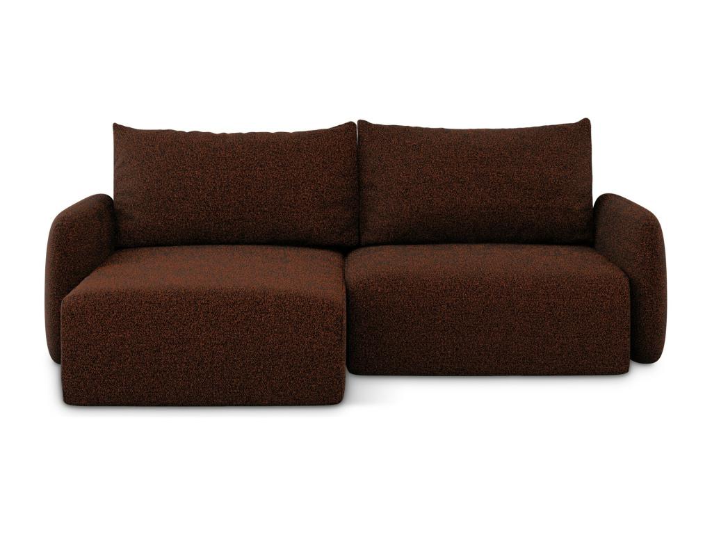 Left-hand corner sofa bed in Bouclé style - terracotta - Mobenze PHUL57747