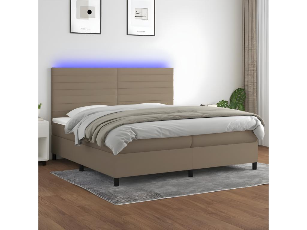 Upholstered bed base and mattress with LED lighting, Mobenze 200x200 cm, Fabric RLIL05304