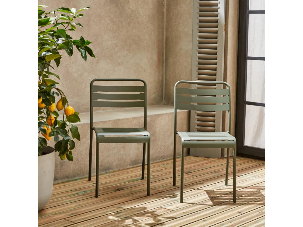 Set of 2 steel garden chairs - 2-seater - Savane - Mobenze - W44 x D52 x H79cm AZYR65408