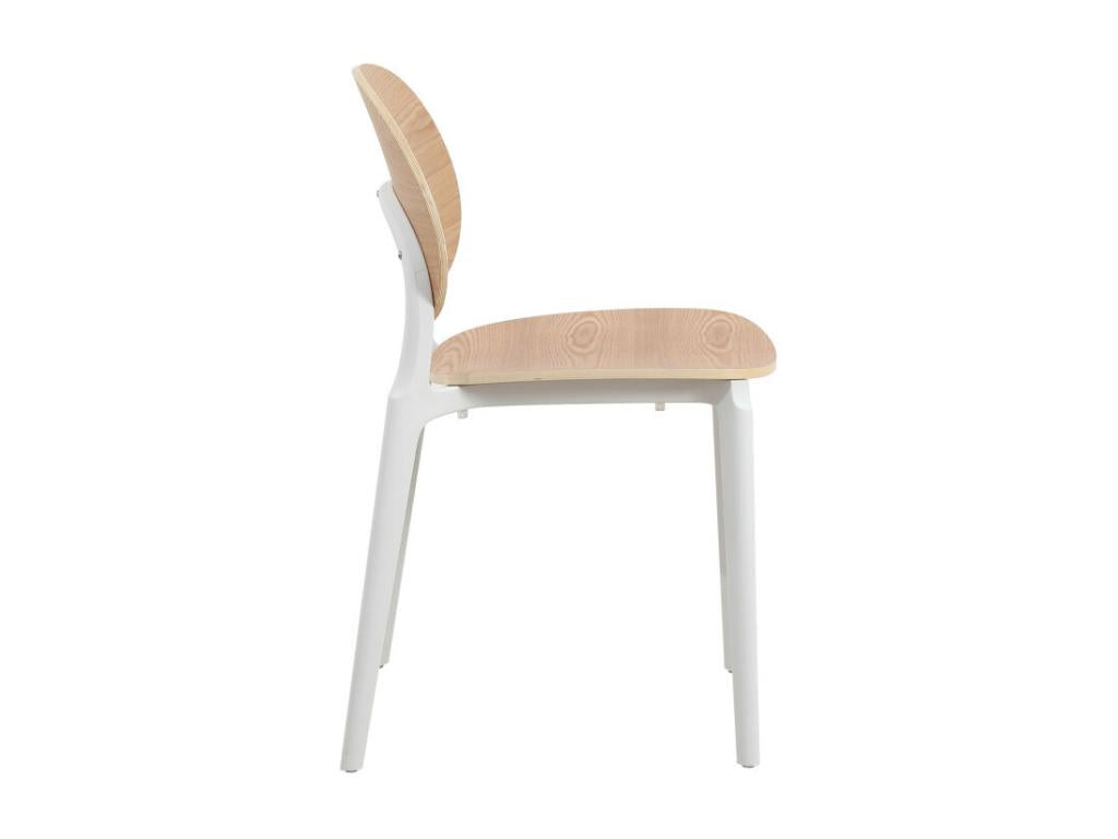 White chair with seat and backrest in natural wood JKCM36471