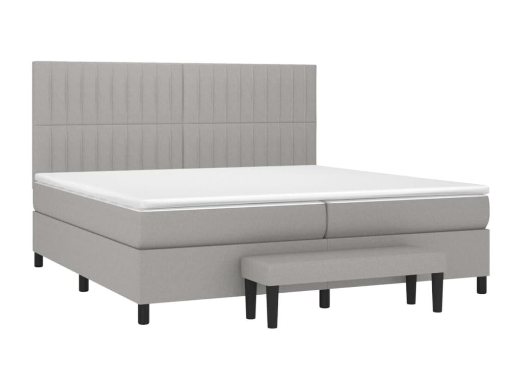 Upholstered bed base with mattress, light grey, 200x200cm, fabric DNIC63447