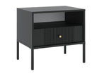 Set of 2 bedside tables with 1 drawer and 1 shelf - Black - Mobenze HPKQ99245