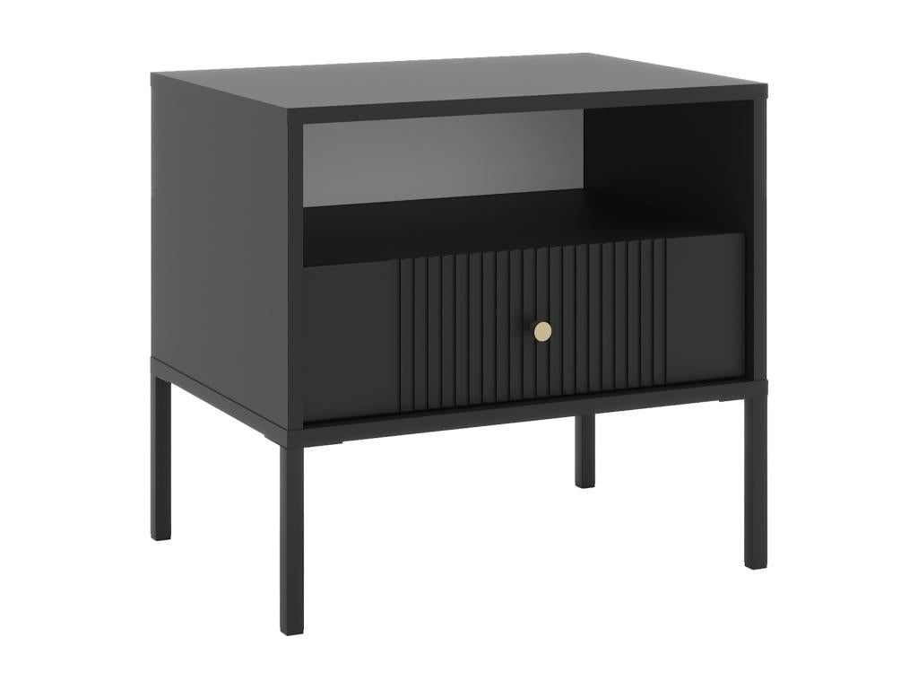 Set of 2 bedside tables with 1 drawer and 1 shelf - Black - Mobenze HPKQ99245