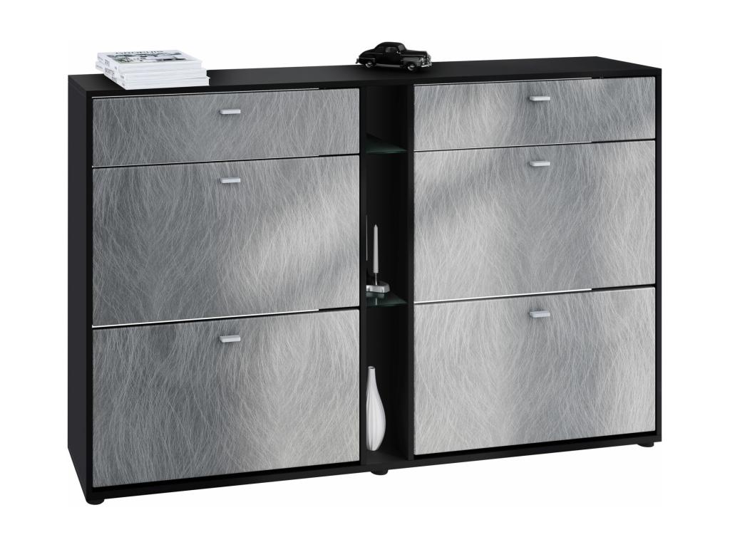 Luxury Matte Black and Metal Look Shoe Cabinet, WxHxD 155.5x95x28 cm, DPKL83622