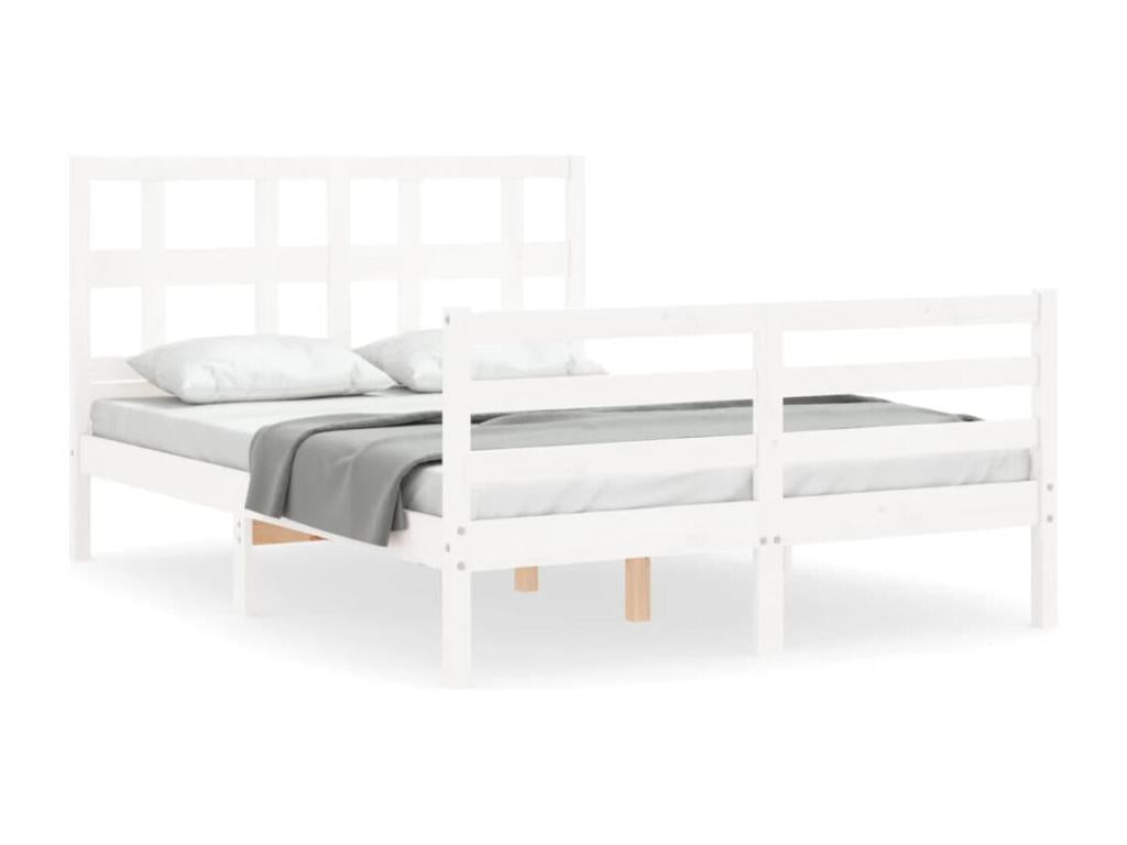Bed frame with white headboard, small double bed, solid Mobenze MAUO53479
