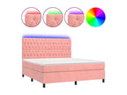 Upholstered bed base with mattress and LED light, Pink, 180x200 cm, Mobenze MNOS53698
