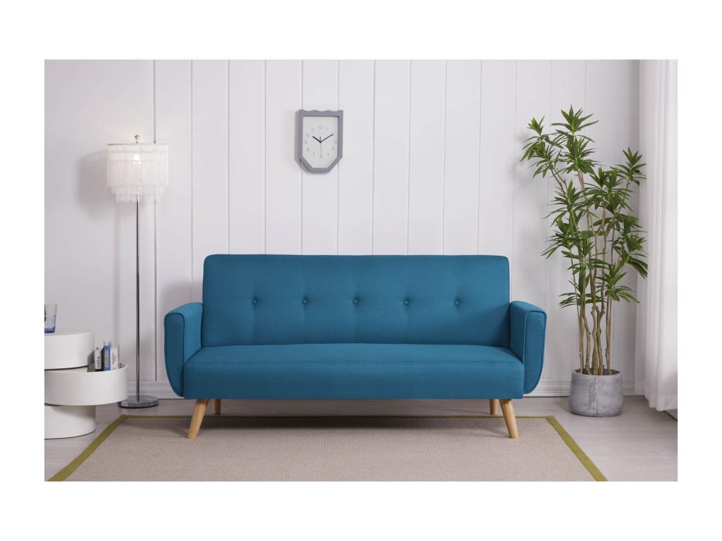 Luxameub PIIG41549 3-seater Scandinavian convertible sofa in duck blue
