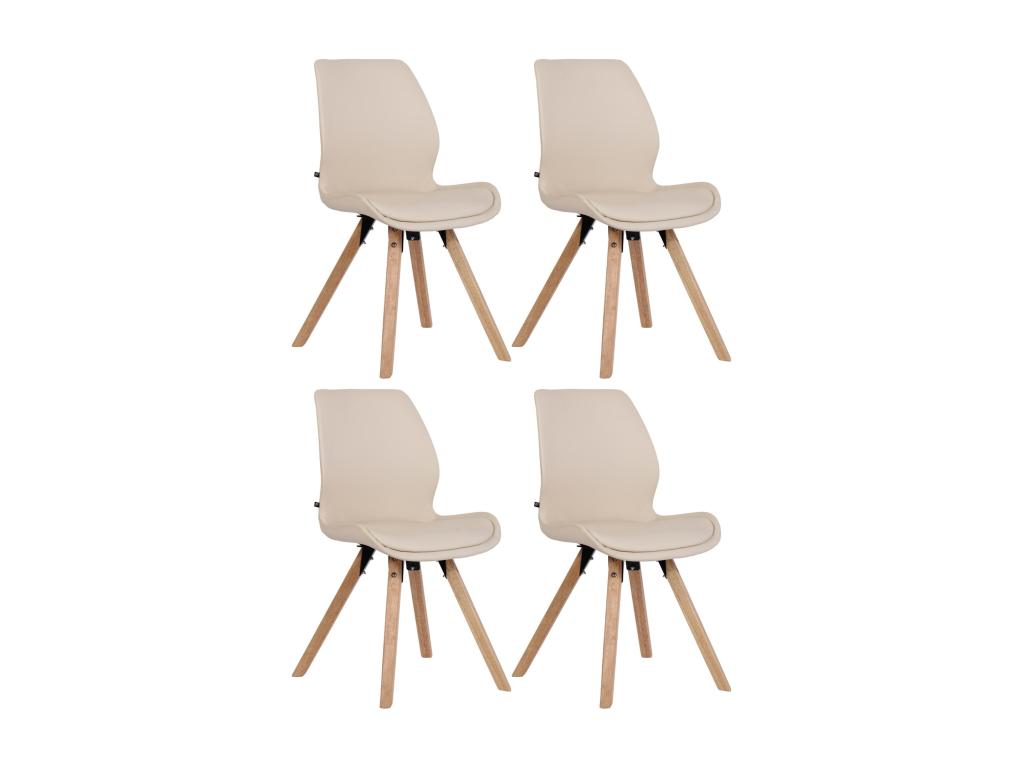 Set of 4 Dining Chairs - Faux Leather / Mobenze - Cream - Mobenze VZYD07198