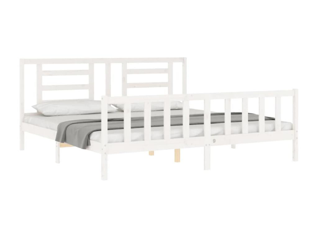 Bed frame with white headboard, Super Mobenze Size, solid Mobenze OJXH40573