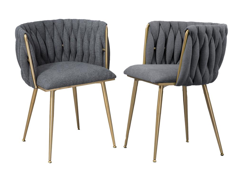 Casual dining chair/lounge chair, upholstered in linen fabric, iron legs, 2 pieces/set, light grey ERAK73281