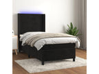 Luxameub bed base with mattress and LED, black, 90x190 cm, velvet, BAIG25328