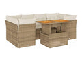 7-piece beige resin wicker garden furniture set with cushions BIDU80048
