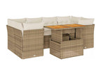 7-piece beige resin wicker garden furniture set with cushions BIDU80048