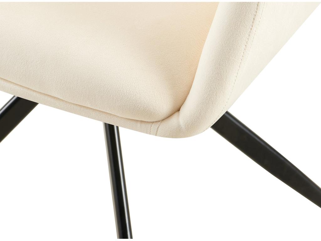 Armchairs - Velvet / Matte Black Metal - Cream - Luxameub DLBF60601