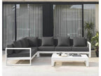 White aluminum sofa with left arm and black cushions XVRO37547
