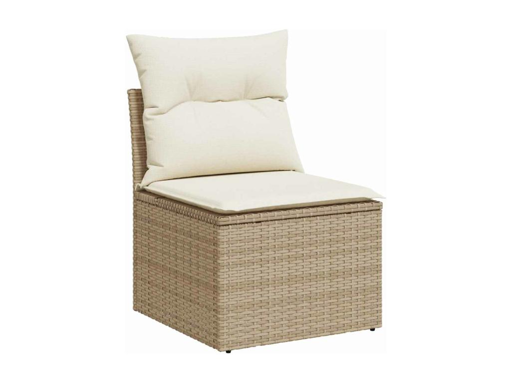 7-piece beige resin wicker garden furniture set with cushions BIDU80048