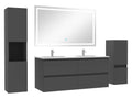 Bathroom furniture set 120cm double sink column mirror LED Anthracite ZUGS11912