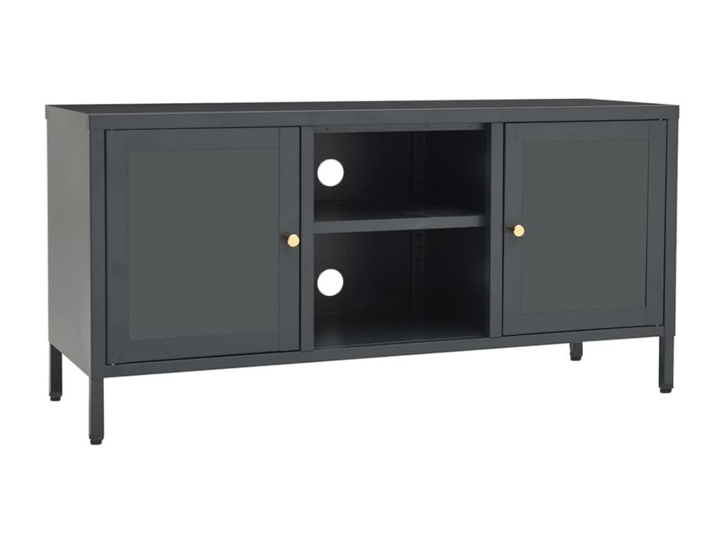 Anthracite TV stand 105x35x52 cm Steel and glass TOMZ33703