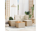 5-piece garden furniture set with cushions, beige woven resin YXXG59083