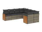 8-piece garden furniture set with grey resin wicker cushions NYMC22342