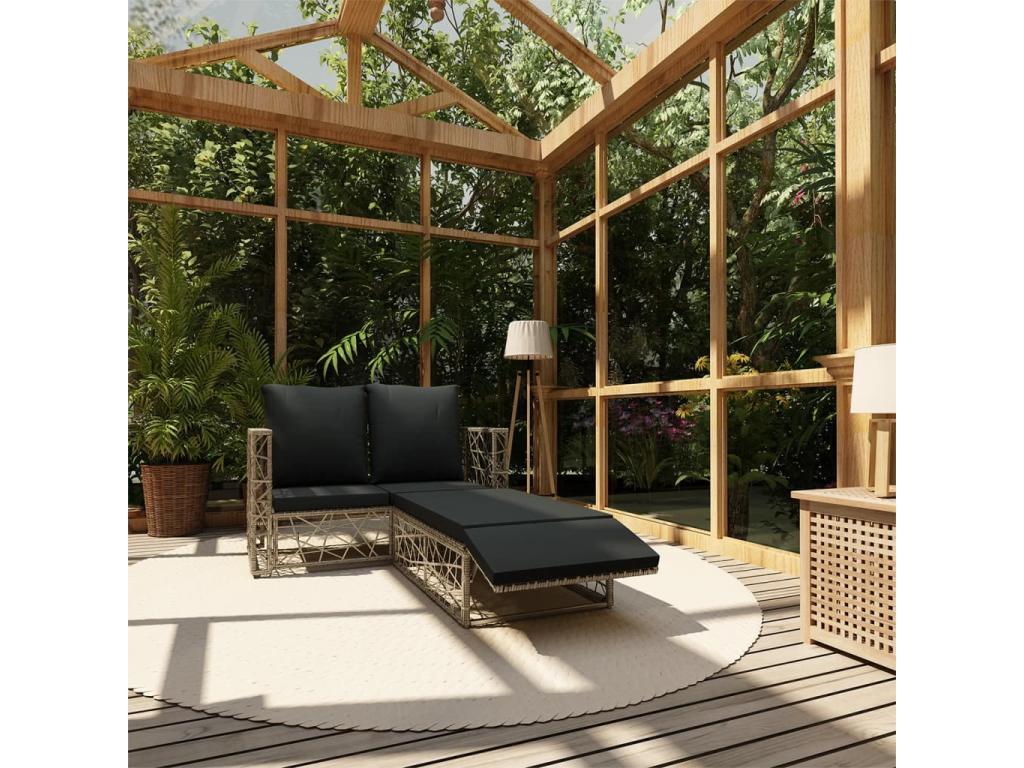 2-piece garden furniture set with cushions, Grey woven resin FATW76077