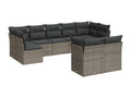 9-piece garden furniture set with grey resin wicker cushions GLTY55035