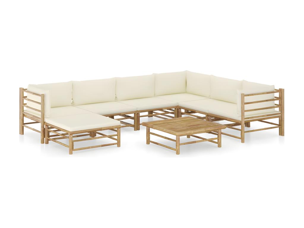 8-piece garden furniture set with cream-white cushions, Luxameub NLOK69357