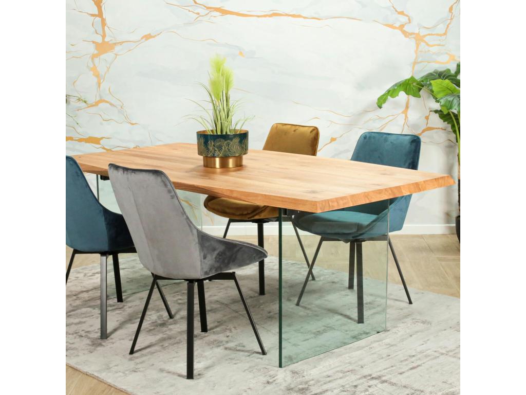 Extendable designer table in oiled oak Mobenze and glass, 200 cm, MESSINE PSSQ45854