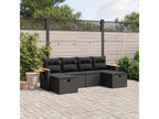 6-piece garden furniture set with cushions, black woven resin ZXIA88366