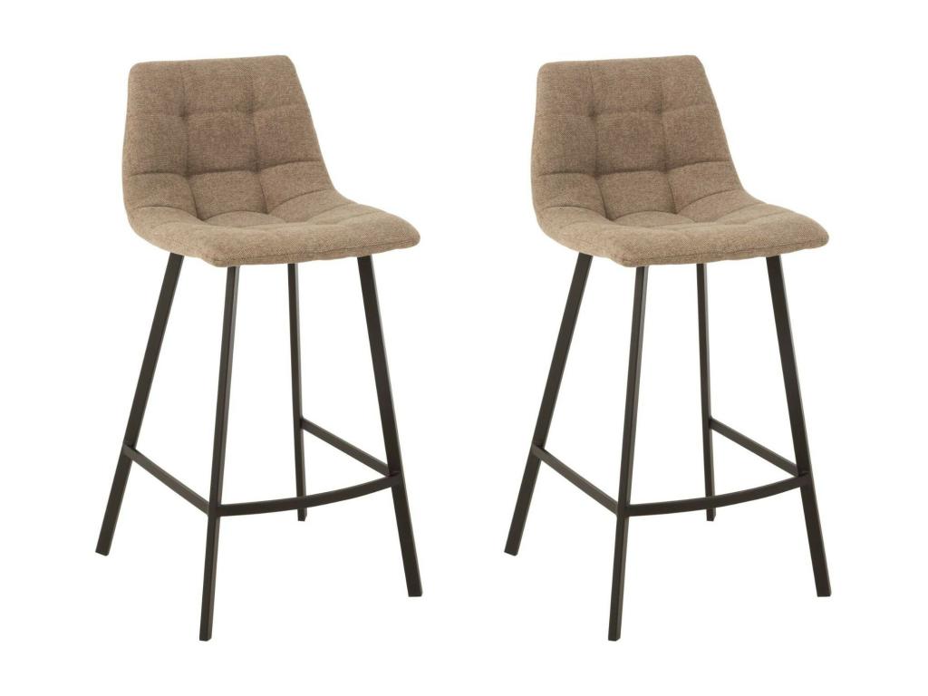 Set of 2 black fabric and metal bar stools - Luxameub VCAW23189