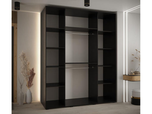 Mobenze 3 Sliding Door Wardrobe 235.2/200/60 3 Doors Black/Mobenze/Silver YDTF14078