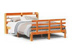 Bed frame and headboard without mattress, brown wax finish, 140x200 cm, AEDQ80237