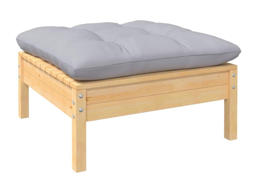 3-piece garden furniture set with grey cushions, pine mobenze QNUA58324