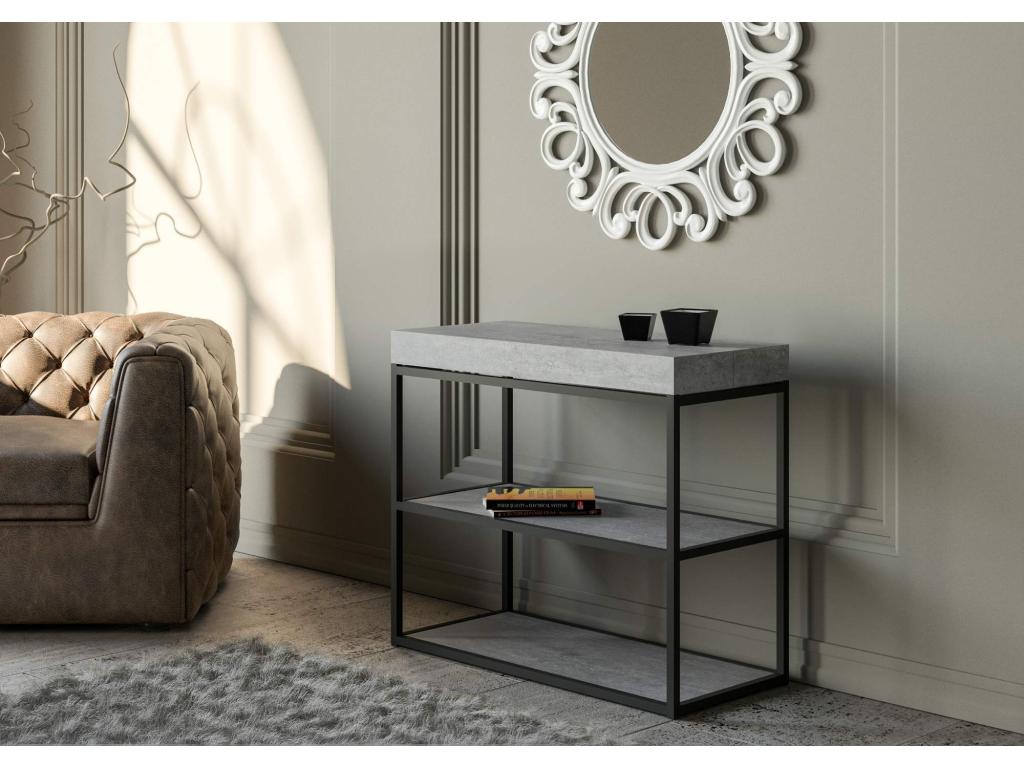 Extendable console table 90x40/300 cm Mobenze Concrete Grey Anthracite frame VLFT02684
