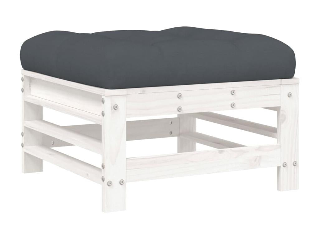 Garden footrest cushions, set of 2, white, Mobenze solid pine, MJVJ68650