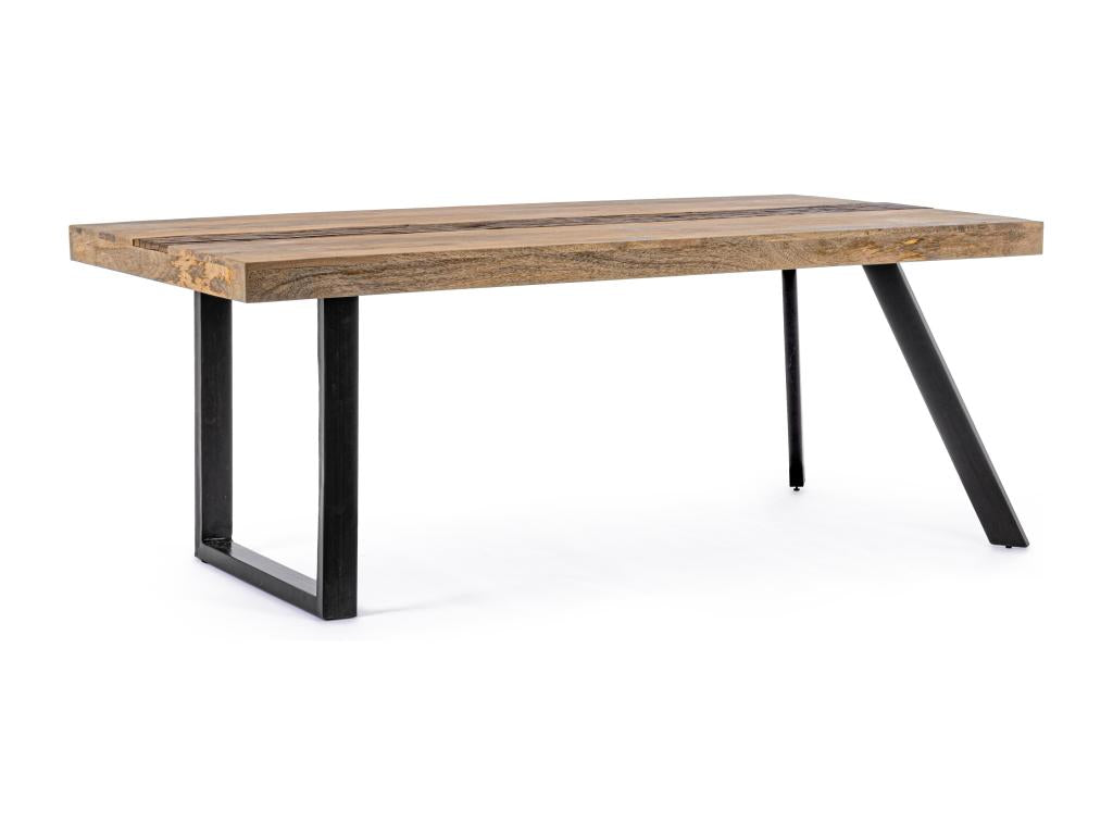 Mobenze industrial dining table, 10 seats, made of recycled mango wood and black steel legs, 200cm, XBMQ49509