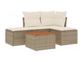 5-piece garden furniture set with cushions, beige woven resin YXXG59083