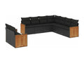 9-piece garden furniture set with cushions, black resin wicker YRQG66732