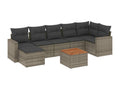 8-piece garden furniture set with grey resin wicker cushions PZML85230
