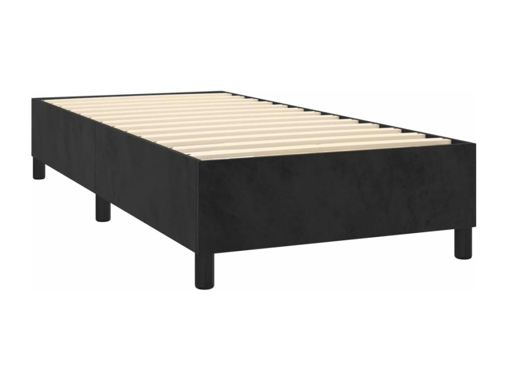 Luxameub bed base with mattress and LED, black, 90x190 cm, velvet, BAIG25328