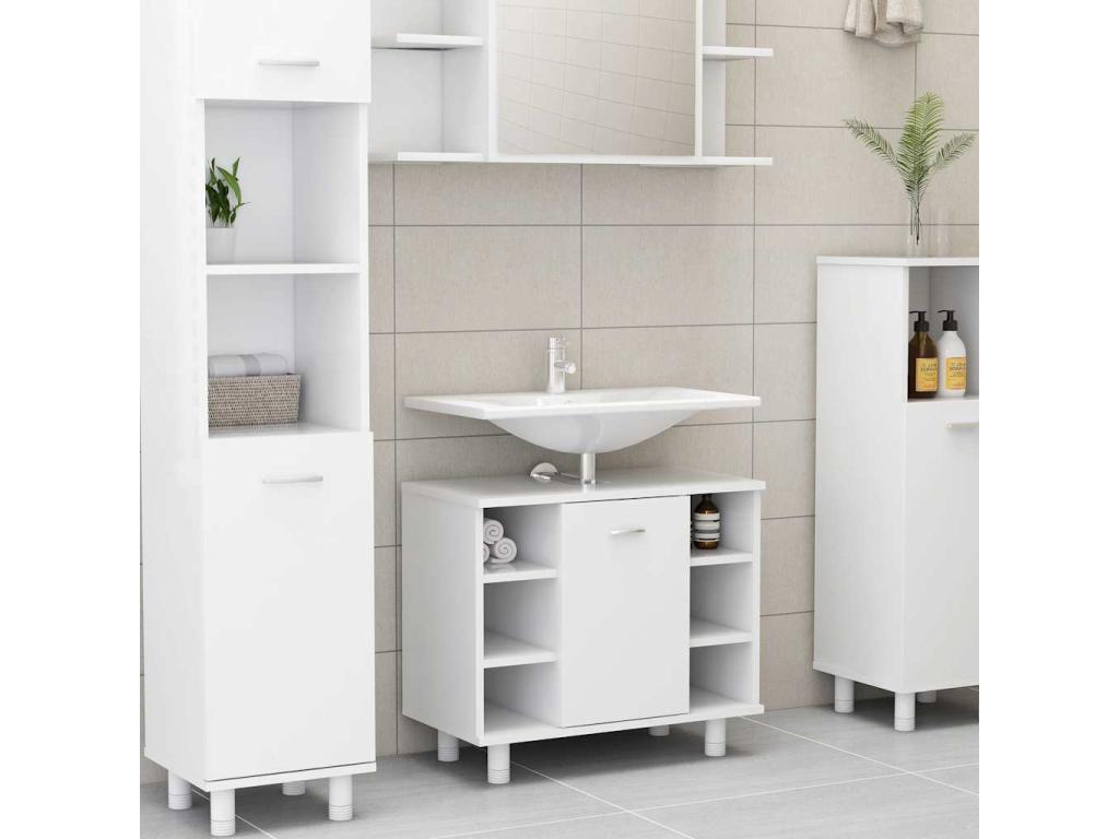White bathroom cabinet 60x32x53.5 cm Mobenze engineering OLUI50883