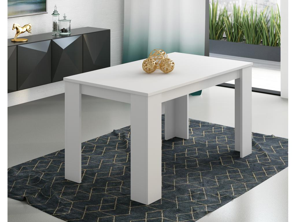 Rectangular dining/living room table in white - Length 138 x Depth 80 x Height 75 cm UUTB72548