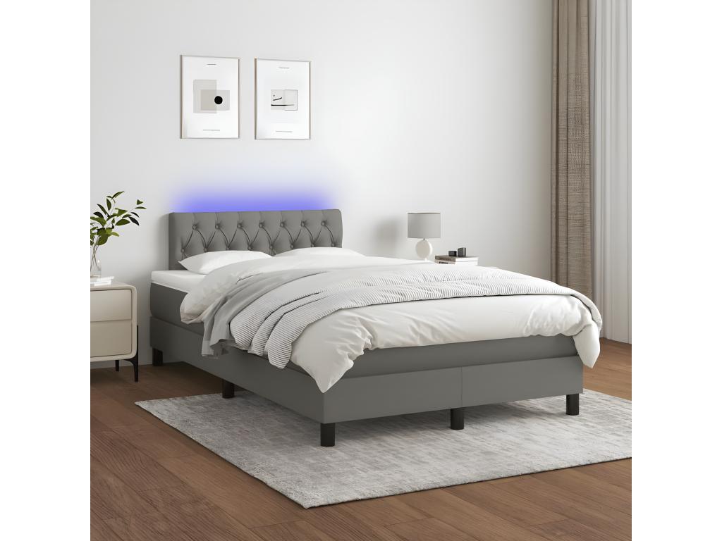 Mobenze bed base with LED mattress, dark grey, 120x190 cm, fabric FXJQ39243