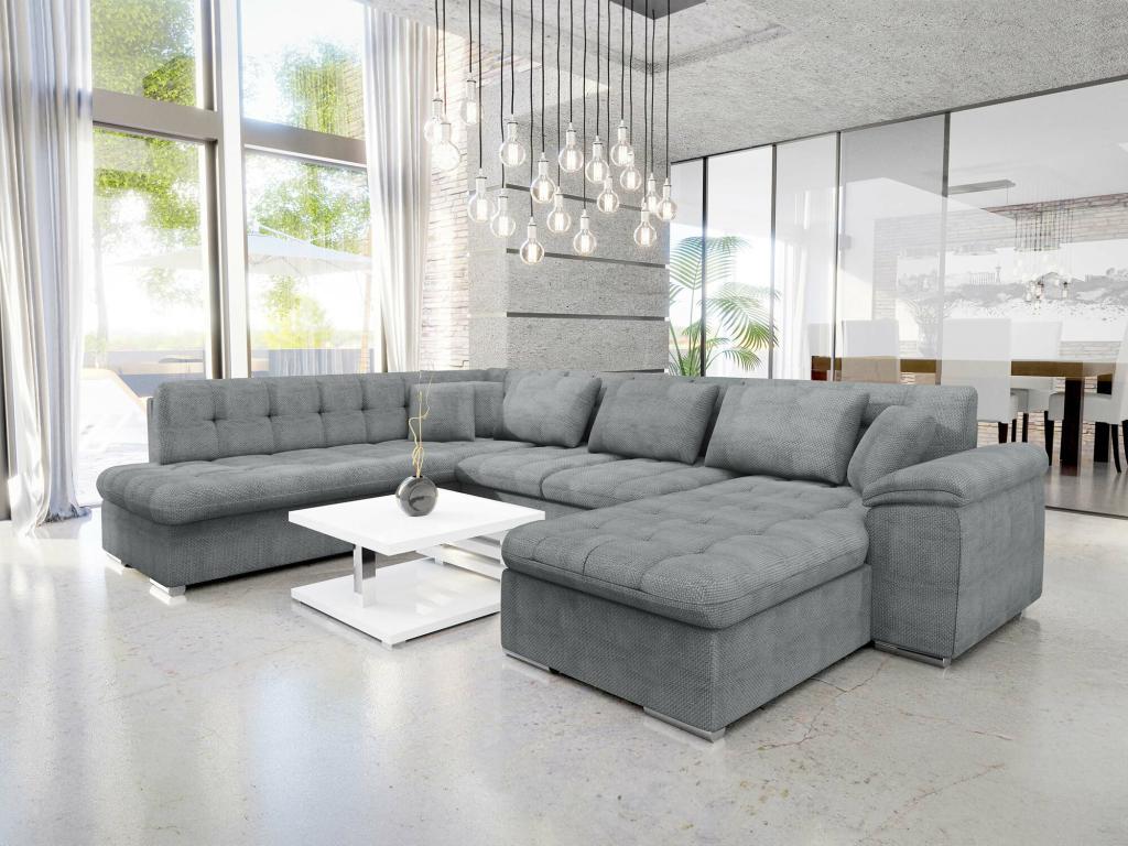 Mobenze 114 Grey Corner Sofa with Sleeping Function and Bed Box, 348x205x76cm LLXS66534