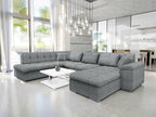 Mobenze 114 Grey Corner Sofa with Sleeping Function and Bed Box, 348x205x76cm LLXS66534