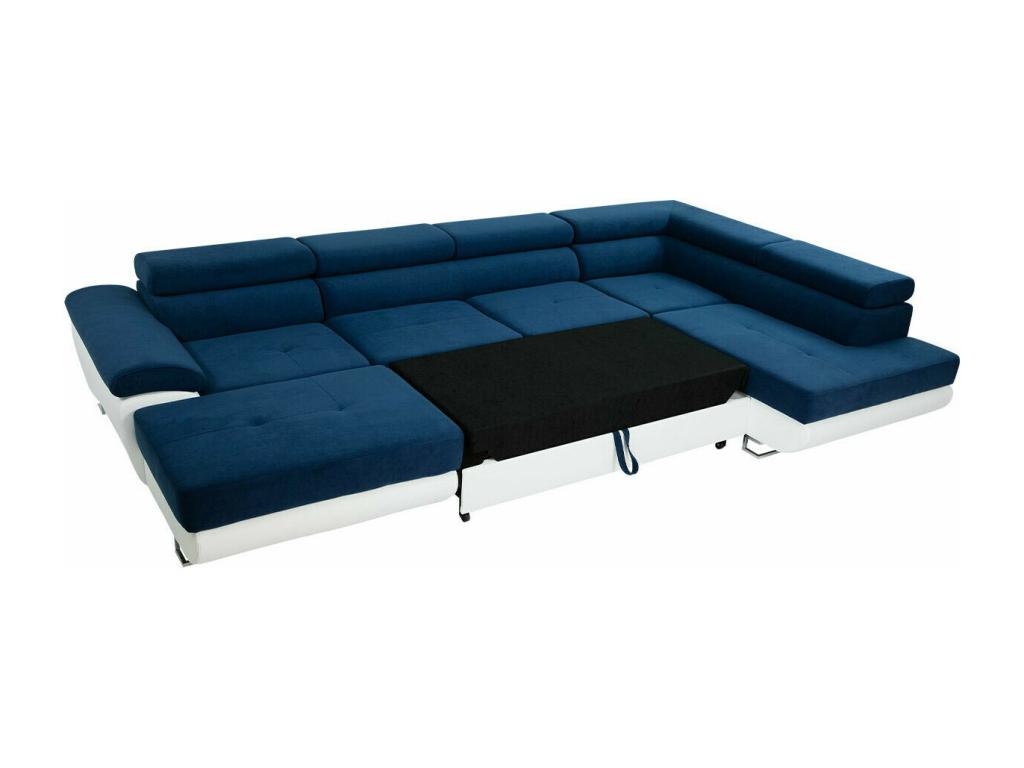 Mobenze 190 Corner Sofa, Blue, with Sleeping Function, Bed Box, 345x202x71cm, TZUA14150