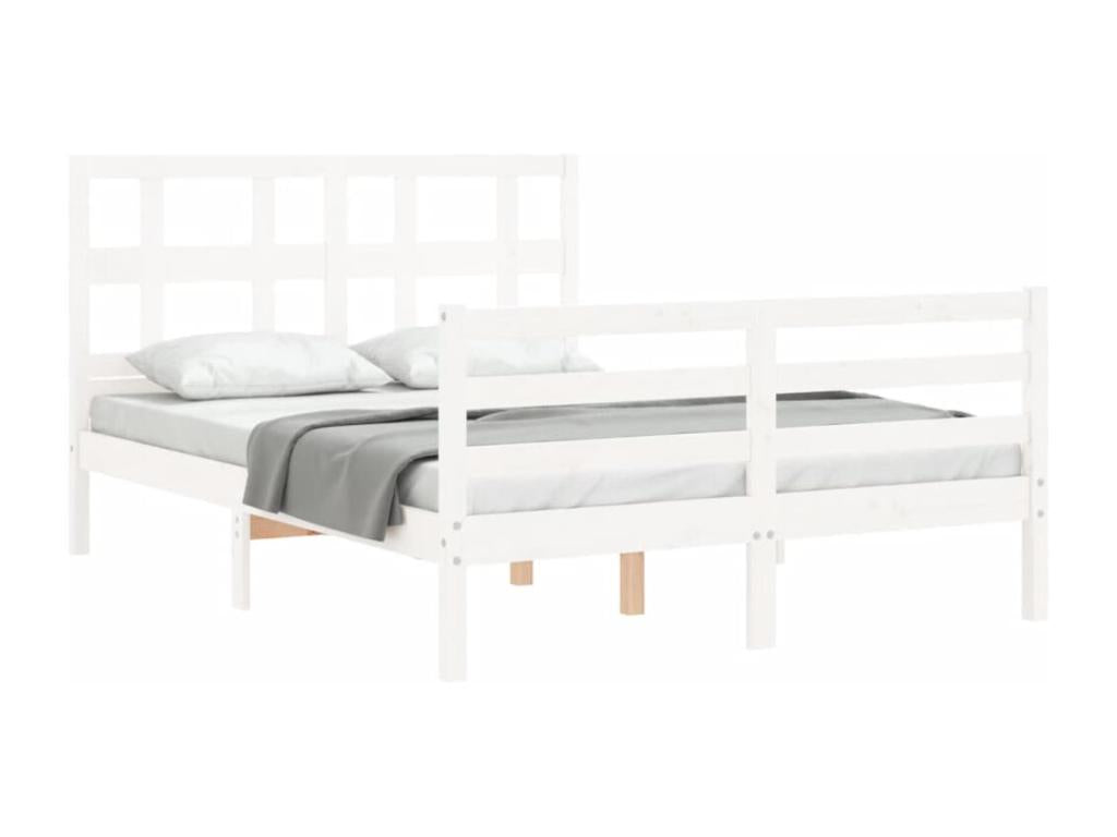 Bed frame with white headboard, small double bed, solid Mobenze MAUO53479