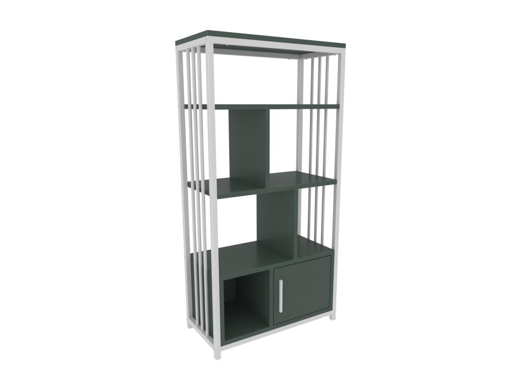 Mobenze metal bookcase with green and white cupboard WOZR04594