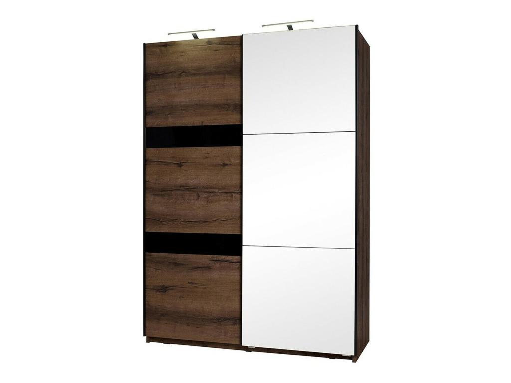 Mobenze 109 Monastery Oak Wardrobe - Glossy Black 215x150x69cm Number of shelves: 5 GWLP72863