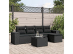 6-piece garden furniture set with cushions, black woven resin LTYS33959